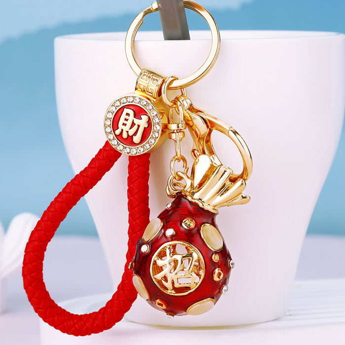Round Fortune Pouch Keychains with Braided and Bare Wrist Loop Options