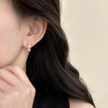 Gold Tone Pearl and Clear Crystal Stud Earrings Statement Jewelry view 4