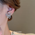 Silver Tone Crystal Firework Burst Statement Stud Earrings view 4