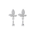 Crystal Butterfly and Teardrop Earrings with Polished Metal Details view 5