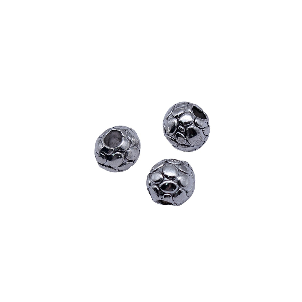 12x10x10mm 3.3g Antique Silver Zinc Alloy Polka Dot Round Large Hole Spacer Beads for Bracelet Making