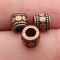 Mixed Finish Metal Raised Dot Large Hole Barrel Beads For Jewelry Making view 3