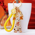 Jeweled Lucky Dog Keychains with Braided and Bare Wrist Loop Options view 3