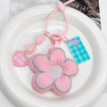 Embroidered Padded Flower Charm Keychain With Beaded Wrist Strap view 3