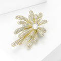 Radiant Firework Burst Crystal Brooch With Pearl Center view 2