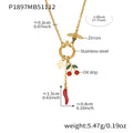 Gold Multi Charm OT Necklace Bee Chili Or Sacred Heart view 6