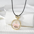 Gold Tone Round Pressed Flower Pendant Necklaces in Six Designs view 8