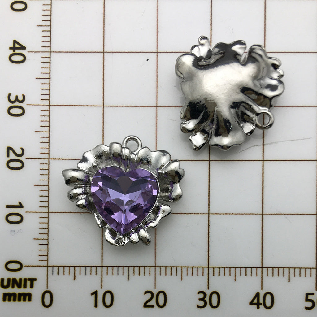 Rhinestone Zinc Alloy Heart Charm Pendant for DIY Earrings Necklaces Keychains