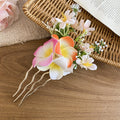 Fabric Plumeria Flower Hair Fork Comb Pins Seven Colors view 6