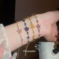 Gold Chain Flower Drop Zircon Adjustable Bracelets Four Colors view 3