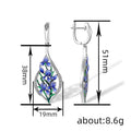 Blue Floral Enamel Openwork Long Drop Earrings In Silver Tone view 4