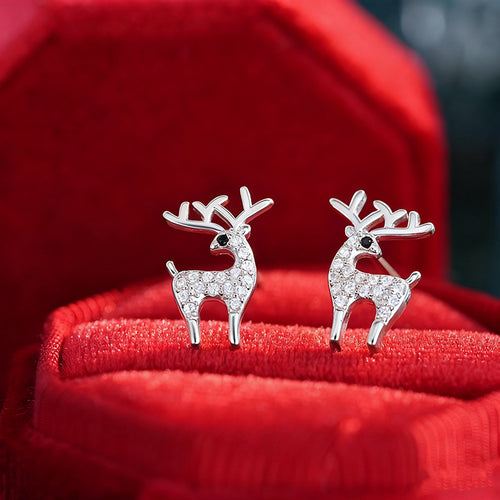 Image 2 showing crystal reindeer stud earrings