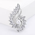 Winged Faux Pearl Rhinestone Brooch in Two Finishes view 6