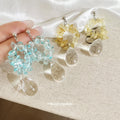 Floral Stone and Clear Teardrop Earrings in Two Colors view 4