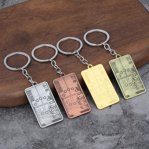 Euro Banknote Zinc Alloy Keychain Hip Hop Bag Charm Pendant