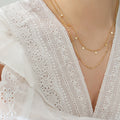Double Layer Rhombus Charm Necklace Gold Or Steel Tone view 4