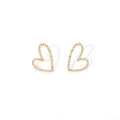 Gold and Silver Clear Stone Open Heart Stud Earrings view 5