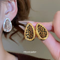 Leopard Print Teardrop Statement Stud Earrings Statement Pair view 1