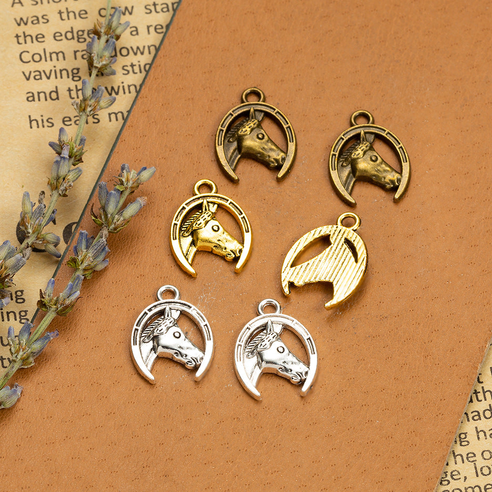 Vintage Horse Head Arch Alloy Charm Pendant 20x15mm