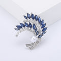 Marquise Crystal Leaf Spray Brooch With Large White Pearl view 2