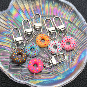 Six-Piece Colorful Donut Mini Clip Keychain Assortment