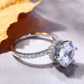 Silver Tone Round Halo Stone Ring With Split Shank view 2