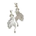 Textured Leaf Drop Earrings In Gold And Silver With Decorative Details view 5