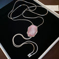 Pink Cat-Eye Resin Oval Stud Earrings And Slide Necklace view 7