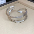 Multi Wire Twisted Open Cuff Bracelet 2 Metal Tones view 6