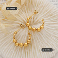Gold Or Silver Beaded C Hoop Earrings Graduated Balls view 2
