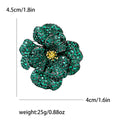 Crystal Camellia Brooch In Purple Or Green With Polished Metal Detail view 7