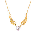 Gold Angel Wing Heart Zircon Pendant Chain Necklace view 5