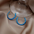 Bamboo Segment C-Shape Enamel Hoop Stud Earrings Six Colors view 8