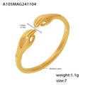 Open Adjustable Hugging Hands Ring Gold or Steel Tone Metal view 6