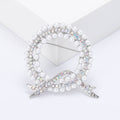 Circular Faux Pearl Wreath Brooch with Crystal Leaf Accents view 4