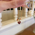 Red Heart Drop Gold Tone Necklace Statement Fashion Jewelry view 6