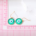 Gold Tone Round Resin Evil Eye Hook Earrings in Six Colors view 5