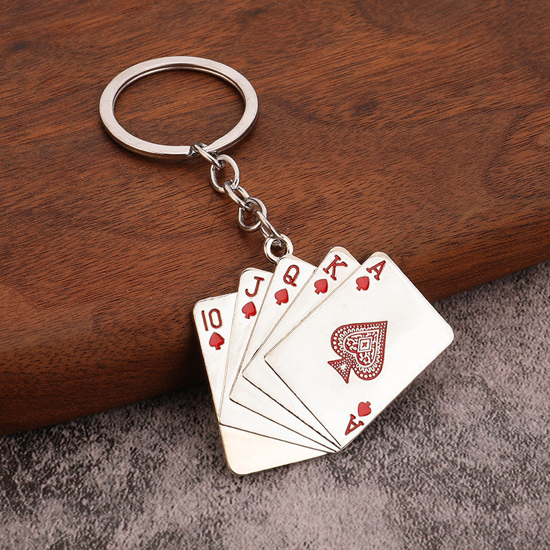Metal Playing Card Keychain Creative Gift Key Ring Accessory