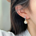 Crystal Teardrop Pearl Drop Earrings with Distinctive Textured Details view 2