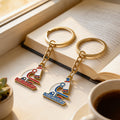 Microscope Laboratory Enamel Key Ring Red Or Blue Metal Charm view 4