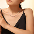 Pastel Natural Stone Bead Necklace Stainless Steel Cube Accents view 3
