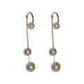 Gold Tone Pearl Linear Drop Earrings In Two Designs view 5