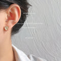 Gold Tone Cream Triangular Cat Eye Stone Stud Earrings For Women view 3