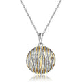 Silver and Gold Tone Openwork Sphere Pendant Necklace view 1