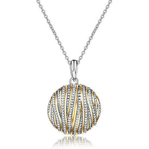 Silver and Gold Tone Openwork Sphere Pendant Necklace