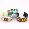 Wide Floral Print Acrylic Open Cuff Bracelets in Three Colors view 1
