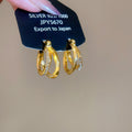 Gold Tone Double Row Crystal Huggie Hoop Earrings Jewelry view 6