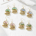 Gold Tone Jellyfish Pressed Flower Drop Earrings in Four Designs view 1