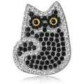 Crystal Owl Brooch in White or Black Color Styles Jewelry view 2
