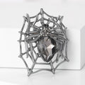 Spider Web Brooch With Faceted Crystal Spider Body view 2